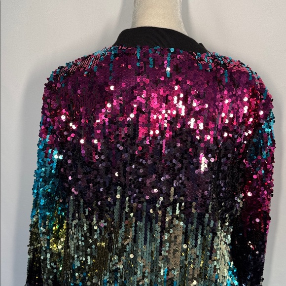 ❤️3/$30 Touch Me Sequin Bomber Jacket - Multicolor - Picture 5 of 11